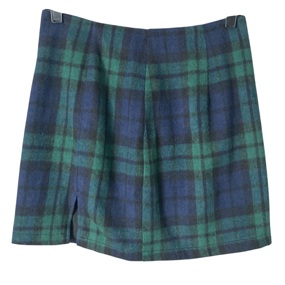Oi Mini Skirt Womens Small Green Blue Plaid New